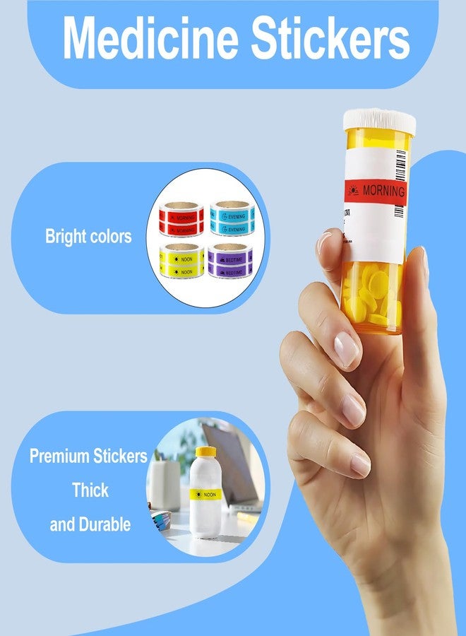 FEXICHUJI 2000 Pcs Pre-Cut Medicine Stickers Medication Instruction Labels Morning Noon Evening Bedtime Medication Reminder Stickers for Pill Case Planner or Pocket Pharmacy Labels (500 Per Roll 4 Rolls - Image 3